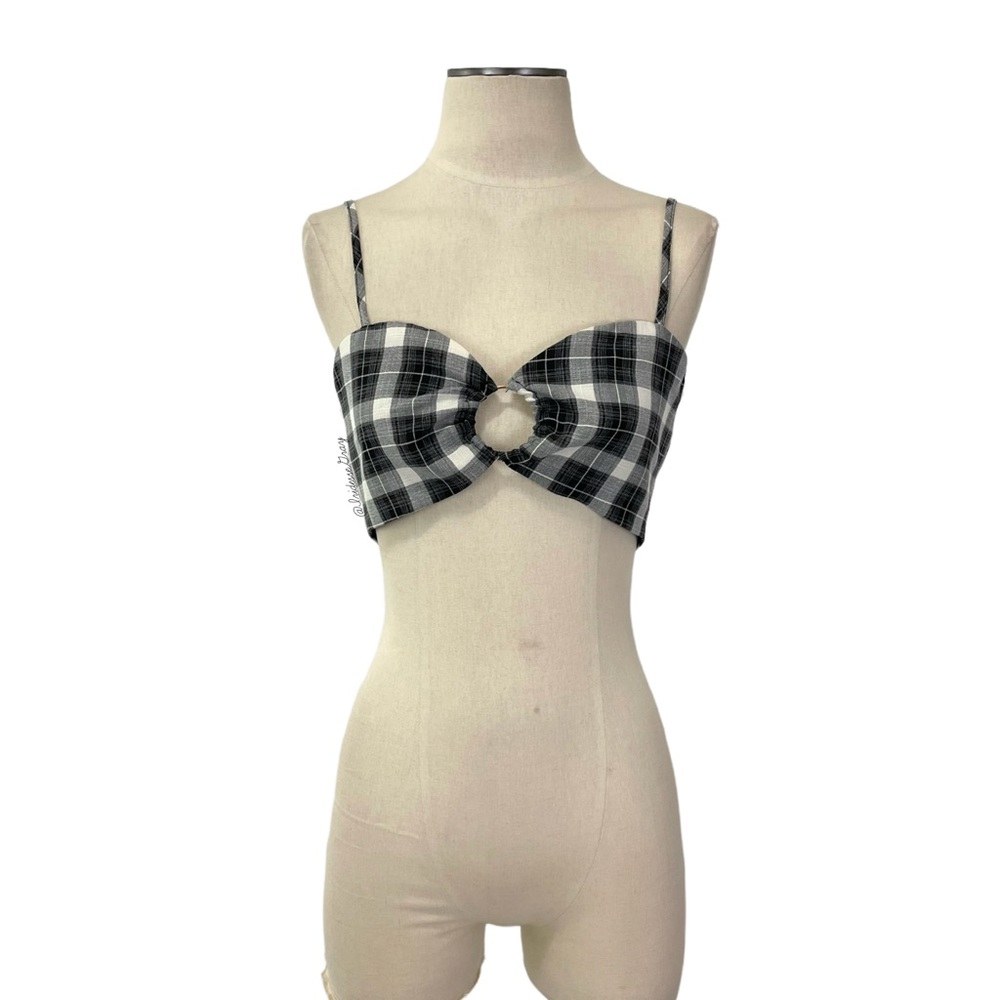 Jagger & Stone- Tayla Ring Crop Top in Black and White Tartan Size 8 US.